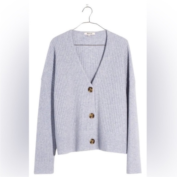 Madewell Cameron Ribbed Sweater in Coziest Yarn - Light Blue XS - Picture 2 of 4